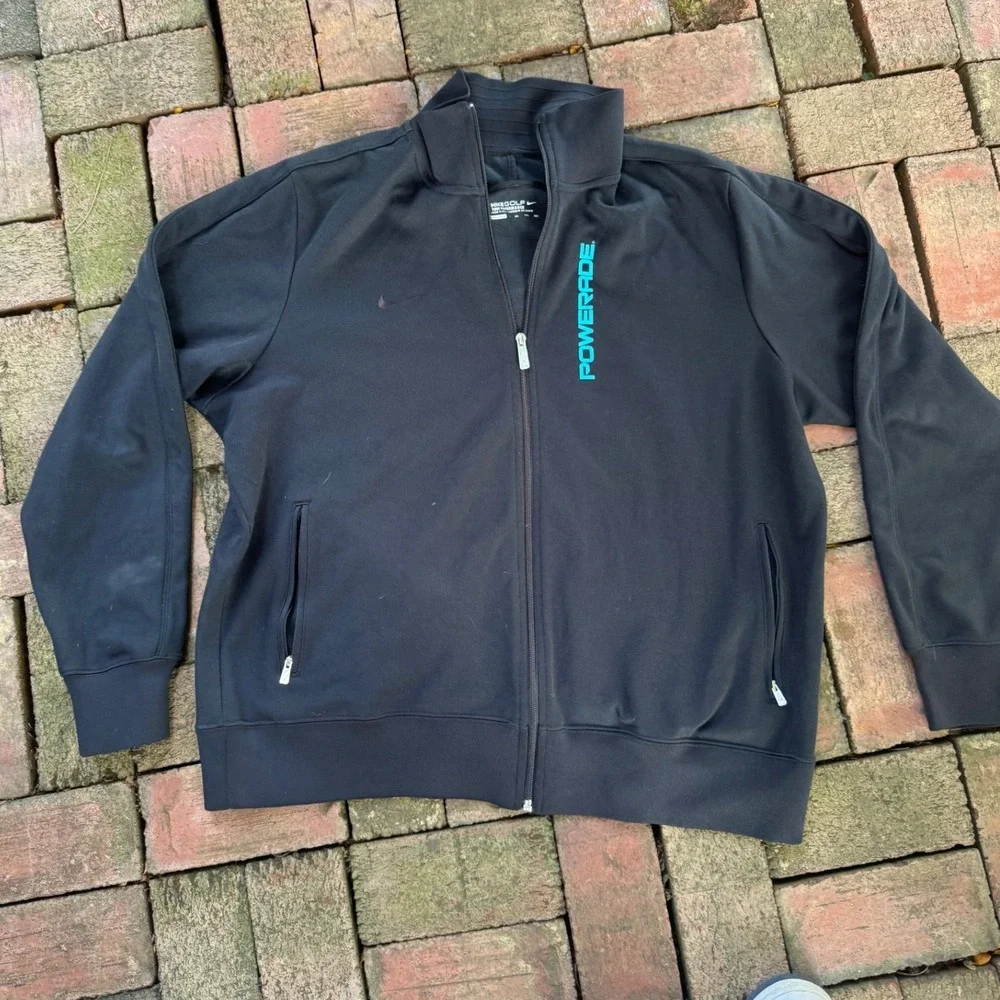 Nike Golf Powerade Jacket Mens XXL Black Full Zip Tour Performance Track Jacket